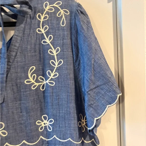 WAYWARD FANCIES ESHAKTI Blue & Cream Embroidered Maxi Dress Size 3X - Picture 11 of 14